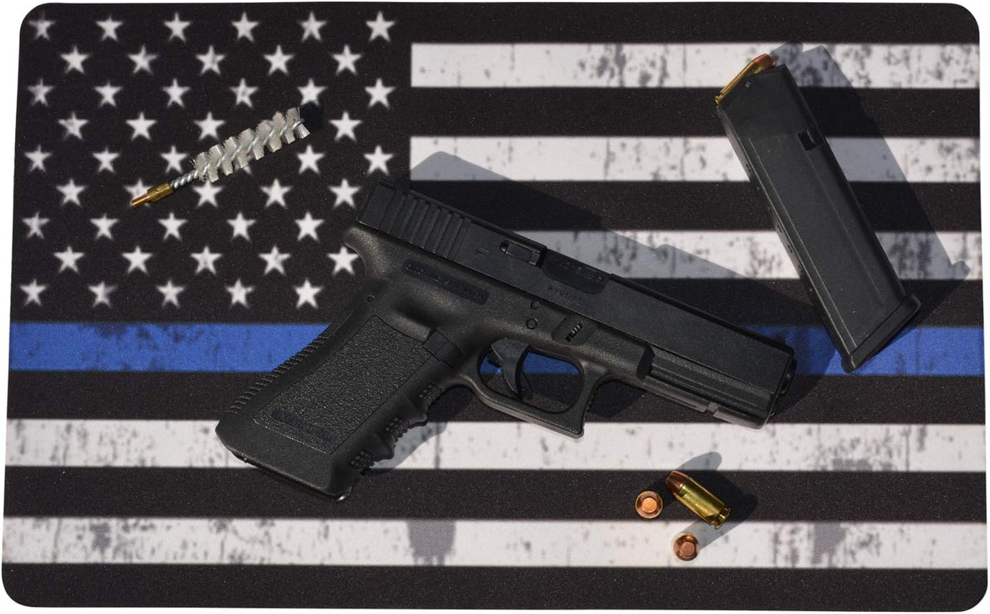 Rogue River Tactical Thin Blue Line Flag Gun Cleaning Mat Bench Pad Gift for Police Officer Law Enforcement