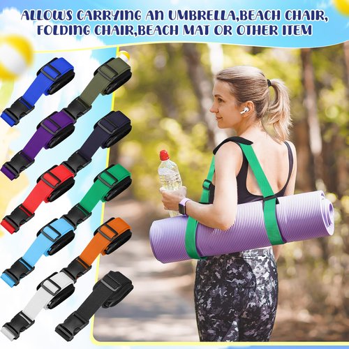 Sanwuta 10 Pcs Bulk Adjustable Beach Chair Carry Straps Universal Folding Chair Shoulder Strap for Beaches Camping Scooter Bikes Backpacking Picnics Outdoor(Multicolor)
