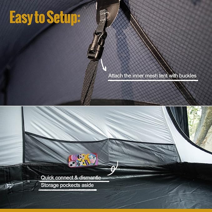 OneTigris COMETA Camping Tent, Detachable Inner Mesh Tent & Portable Carry Bag Included, Easy Setup, Waterproof Windproof Tunnel Tent for Outdoors Camping Canoeing Beach Travel Picnic