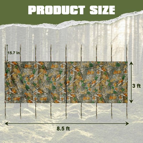 Hunting Tree Stand Blinds, Camouflage Tree Stand Cover, 102''x35''Hunting Realistic Forest Camo Treestand Ground Blinds with Zipper and Two Large Pockets for Deer, Elk, Turkey Hunting