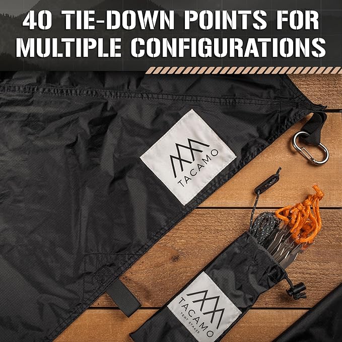 Waterproof Camping Tarp Shelter for Backpacking, Hiking, Hammock, and Bushcraft (Black, 10 FT x 12 FT)