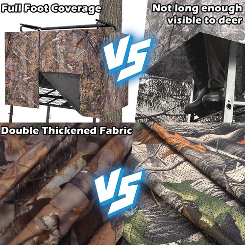 Hunting Tree Stand Blind Cover - 110'' X 40'' Big 2-3 Person Treestand Camo Blind Cover, Universal Camouflage Ground Blind with Quiet Zipper, Outdoor Hunting Gear Accessories for Deer Turkey