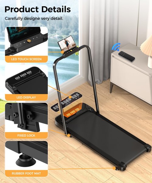 Zisgner Walking Pad, Under Desk Treadmill, Walking Pad with Incline, 2 in 1 Treadmills for Home/Office, Compact Portable Foldable Treadmill, Installation-Free Low Noise, Safety Lock and LED Display