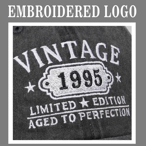 30th Birthday Gifts for Her Him Vintage Embroidered 1995 Hat Gift Ideas for Women Baseball Cap Black