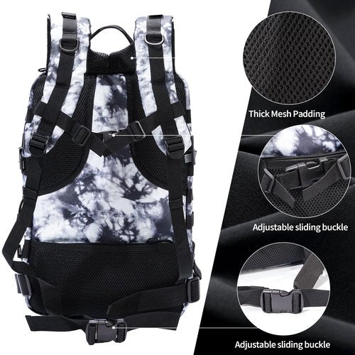 Ksttog Military Tactical Backpack - 45L Large Assault Tactical Backpacks Molle Hiking Pack 3 Days Bug Out Bag - Waterproof Army Rucksack Tactical Gear for Camping/Traveling/Gym/Fishing- Black/White