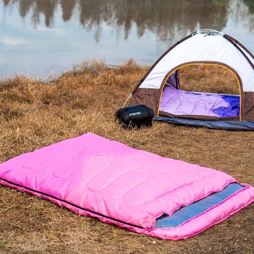 Sleeping Bag - Double Camping Sleeping Bags 2 Person for Adults Kids Boys Girls for Hiking Backpacking - Warm Cold Weather Lightweight Portable with Compression Bag for Indoors Outdoors Activities