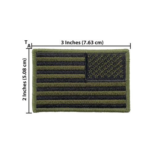 USA American Flag Patch 3 x 2 Templar Armoury - Premium Embroidered - Hook and Loop - United States of America - Military Uniform - US Flag Patch - Olive Drab Green (Right Side)