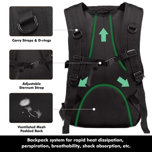 YIANTU Tactical Backpack For Men Tactical Laptop Backpack Military Backpack, 35L Capacity - Ideal For Camping, Hiking, Hunting,Travel - Fits 14" Laptop - Men's Outdoor Adventure Gear (D Black)