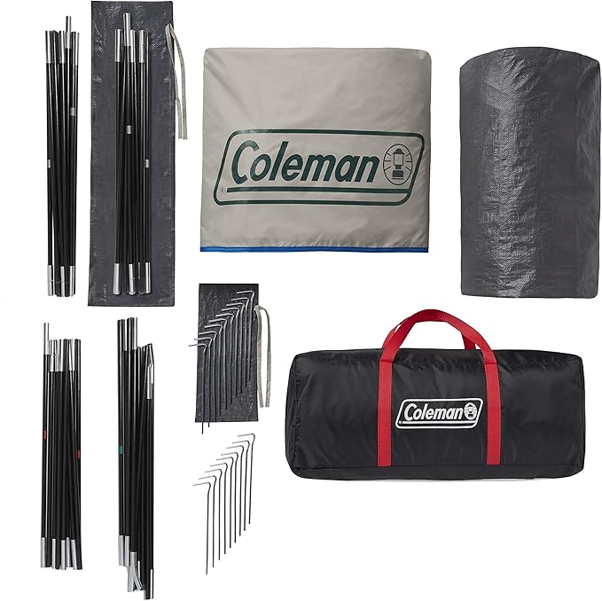Coleman Cabin Camping Tent with Screened Porch, 4/6 Person Weatherproof Tent with Enclosed Screened Porch Option, Includes Rainfly, Carry Bag, Extra Storage, and 10 Minute Setup