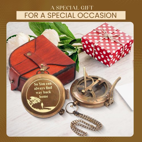 So You Can Sundial Compass Gift Hiking - Camping - Keepsake Engraved Compass Gifts for Men - Son - Boys - Women - Girls
