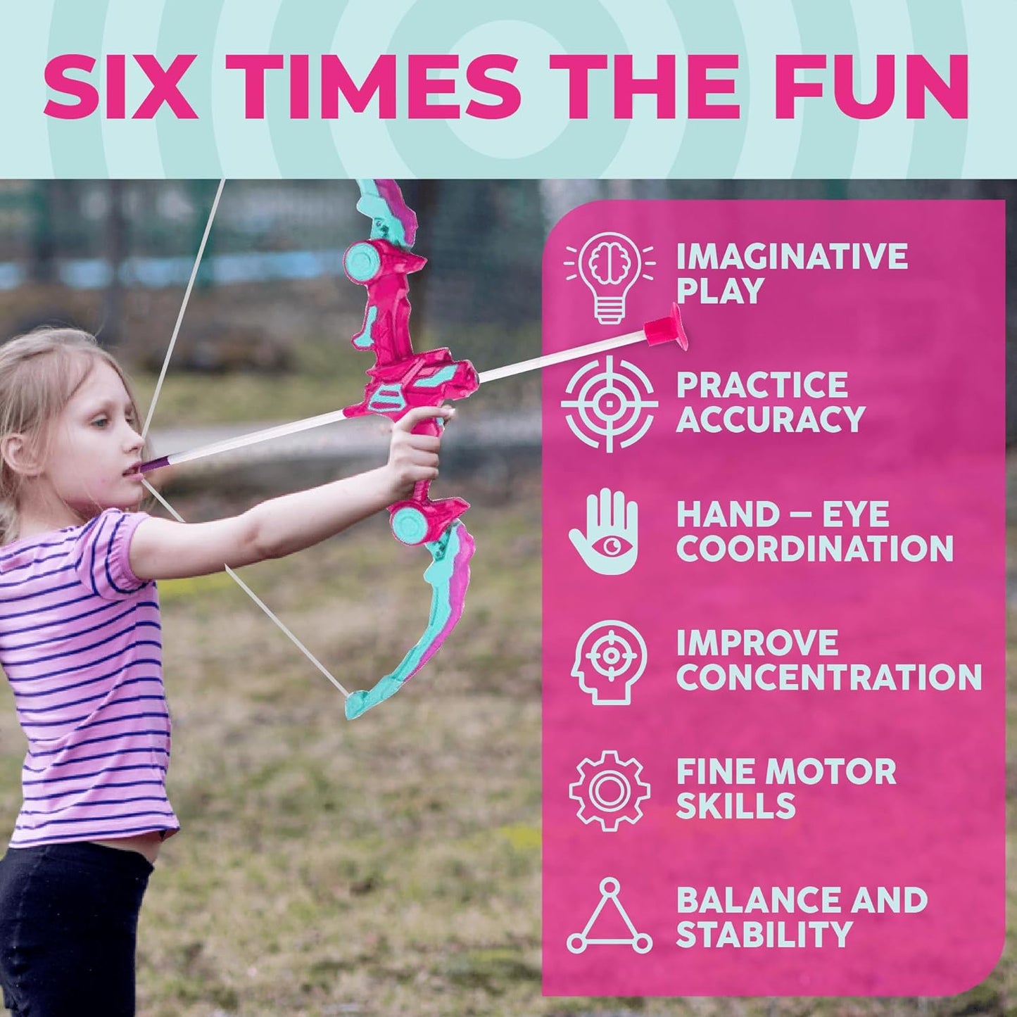 Toysery Kids Archery Set with LED Flash Lights, Toy Bow and Arrow Set for 6-8 Years Old Boys, Includes Archery Bow, 6 Archery Arrows, Target, Quiver - Great for Youth Practice
