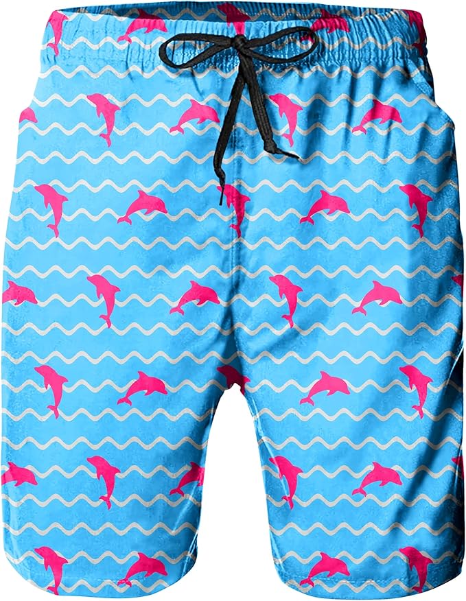 Mens Swim Trunks Quick Dry Board Shorts with Mesh Lining, Breathable Surf Beach Shorts Swimwear Bathing Suits