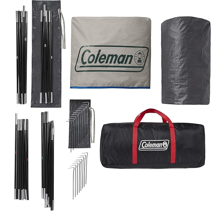 Coleman Weatherproof 4-Person Cabin Tent with Screened Porch, Screen Room Adds 35% More Space, Rainfly Included, 10-Minute Setup