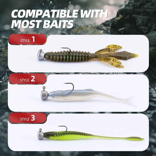 PROBITE Ned Rig Jig Heads Kit – 30pcs Mushroom Jighead Hooks for Bass & Crappie Fishing Lures, Perfect for Soft Plastic Baits in Freshwater & Saltwater, 1/8oz