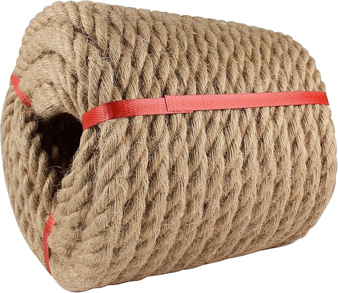 Manila Rope 1/2in x 100ft,Natural Hemp Rope Thick Large Decorative Hemp Nautical Ropes,Twisted Manila Ropes Great for Gardening,Railings,Hammock Nautical
