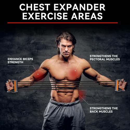 Chest Expander for Men Adjustable Forearm Strengthener with Removable Tubes Arm Trainer for Arm Chest Back Muscles Chest Upper Body Workout Equipment for Home Gym Fitness Muscle Training Exercise