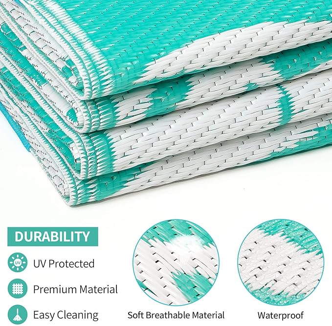 Outdoor Rugs Patio Camping Waterproof - 5x8 Plastic Straw Patio Rug Portable for Campers, Outside RVs Mat, Outdoor Area Carpet for Patios Clearance, Backyard Porch, Balcony, Picnic