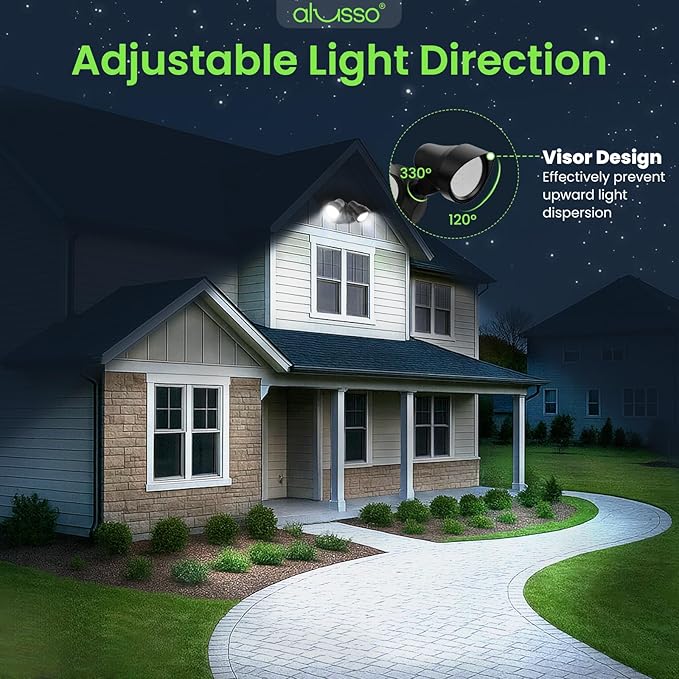 ALUSSO® Dusk to Dawn Outdoor Lighting, 25W 2000LM Dusk Till Dawn Outdoor Light, 3000K/4000K/6000K 3CCT IP65 Security Lights ETL Listed Dusk to Dawn Hardwired for House Garage Yard Walkway Black 1 Pack