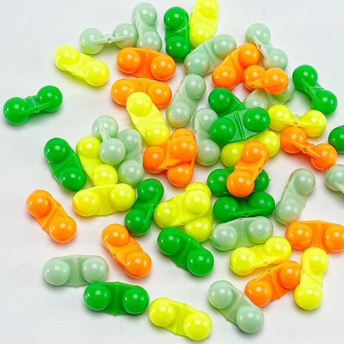 50 PCS Fishing Double Rattles Beads, Catfish Rattles for Fishing, Plastic Fishing Bead Fishing Bells Rattle Floater Rig Beads for Catfish (Colorful)