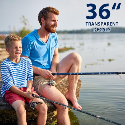 Affrolling 2 Pcs 36 Inch Fish Measuring Tape Stickers Waterproof Transparent Vinyl Fish Measuring Decal Adhesive Boat Ruler Clear Boat Accessories(White)