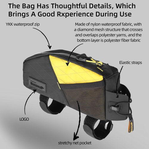Rhinowalk Bike Top Tube Bag Bike Frame Bag 1.2L Waterproof Bicycle Bag Professional Cycling Accessories for Mountain Road Bike(Small)-Black