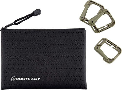 BOOSTEADY Multipurpose D-Ring Locking Hanging Hook Tactical Link Snap Keychain for Molle Webbing with Zippered Pouch