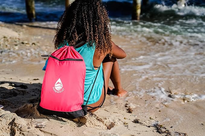 Skog Å Kust GymSak | Patented 2-in-1 Drawstring Cinch Bag with Removable Waterproof Dry Bag | Black & Grey