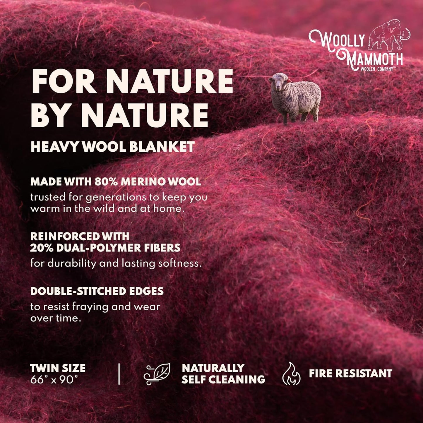 Woolly Mammoth Woolen Co. | Extra Large Merino Wool Camp Blanket | Perfect Outdoor Gear | Bedroll for Bushcraft, Camping, Trekking, Hiking, Survival, or Throw Blanket at the Cabin (Gray), 66" x 90"