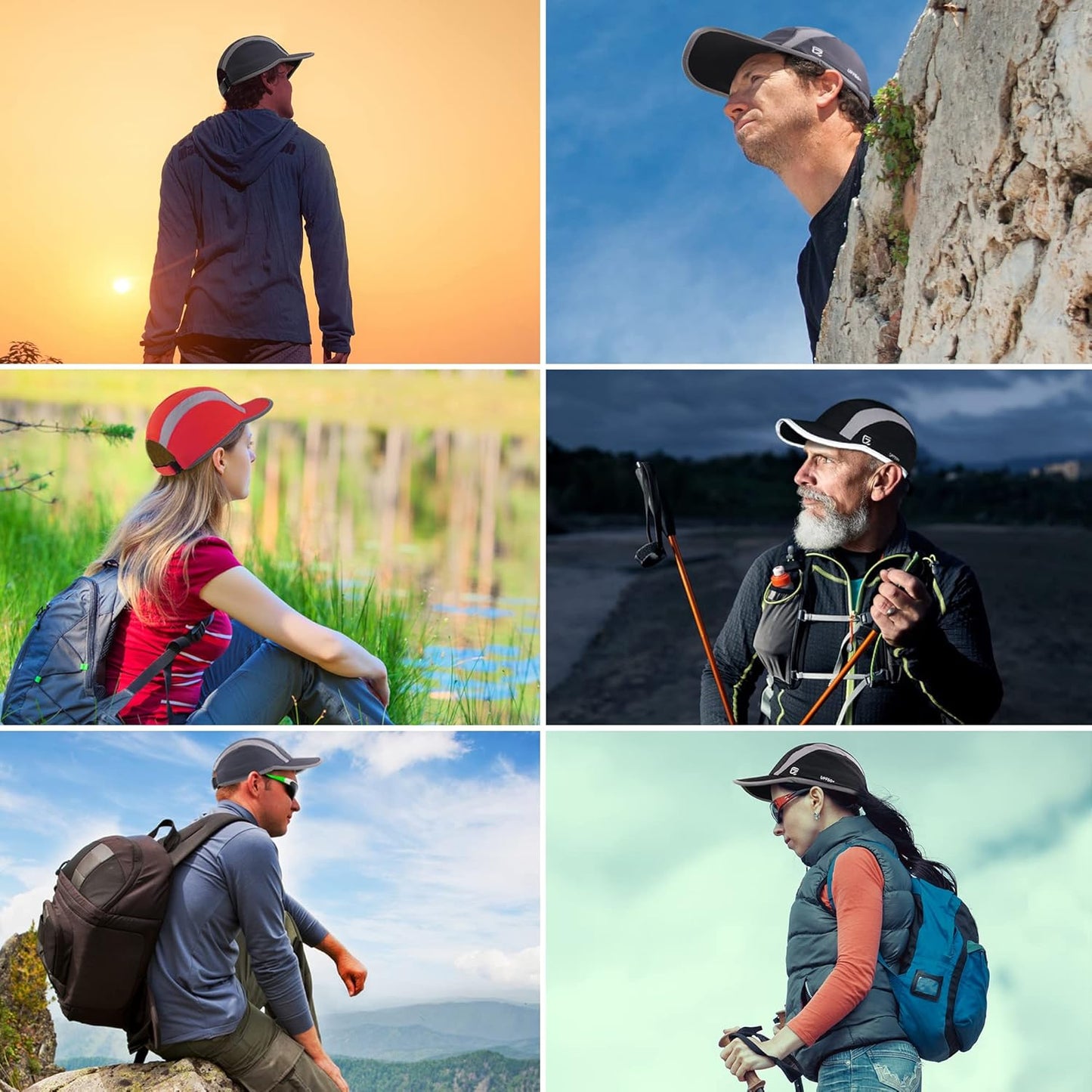 TITECOUGO Reflective Folding Hat Unstructured Breathable Design UPF 50+ Sun Protection Sport Running Cap