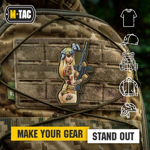 M-Tac Morale Patch Tactical Girl - PVC Tactical Military Patch with Hook Fastener Backing - Real-Looking Patches for Vest, Backpacks, Hats (#8 Lucky)