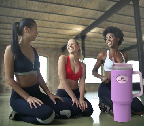 Silicone Boot for Stanley Cup 40 oz Bottom Protector & Replacement 12” Straw Set Compatible for Stanley Tumbler Accessories Quencher with Handle Full Body Sleeve Case Anti-Slip (Pink Purple)