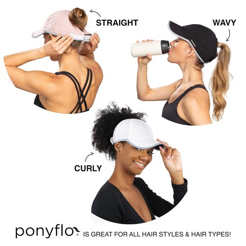 Ponyflo Performance Ponytail Running Hat for Women - High Ponytail Baseball Cap Navy