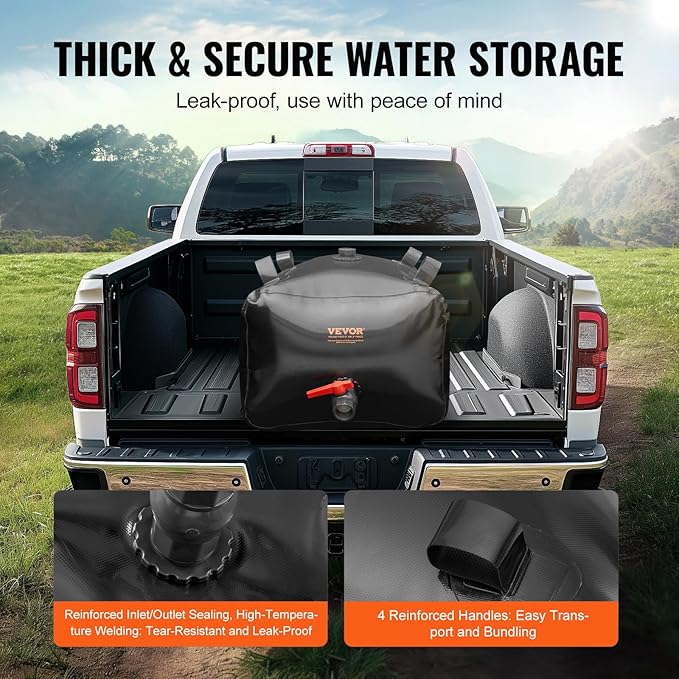 VEVOR 240L/63.4 Gallon Water Storage Bladder, Portable RV Water Tank, 1000D PVC Collapsible Water Storage Containers, Soft Water Storage Bag, Water Bladder,Camping, Emergency Water