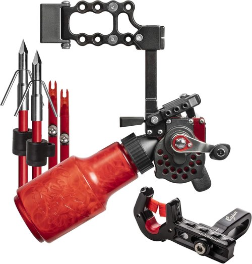 Cajun Winch Pro Reel Bowfishing Kit - Ultimate Bundle Including Winch Pro Reel, 25 Yards of 250 lbs. Line, 2 Arrows W/Piranha Points, Slides, Stops, and Brush Fire Arrow Rest
