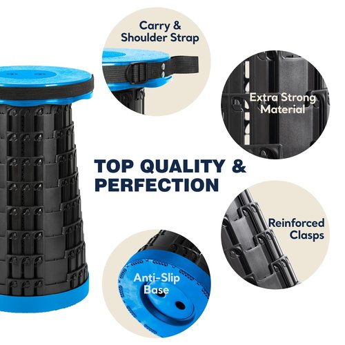 Prestige Outback 2-Pack 2025 Upgraded Collapsible Stool, Max 620lb Portable Folding Stool, Height Adjustable Retractable Telescopic Seat, Travel Chair, Foldable Camping Seat or Footrest, Gift