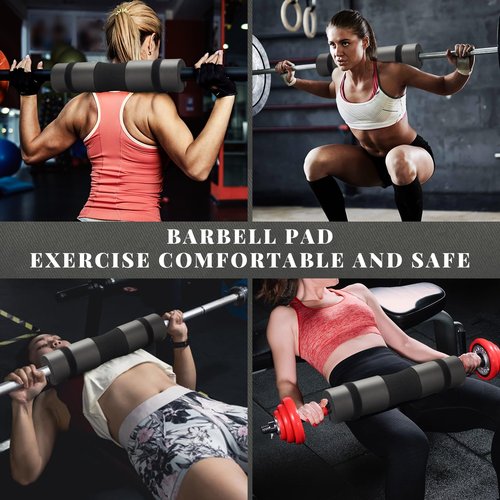 Barbell Pad Set,10 Pcs Barbell pads For Hip Thrust Squat & Lunges Support,With 2 Workout Ankle Straps, 2 Workout Gloves, 2 Gym Straps Weight Lifting, Resistance Bands,Olympic Bar Pad,Carry Bag (Black,Small-Gloves)