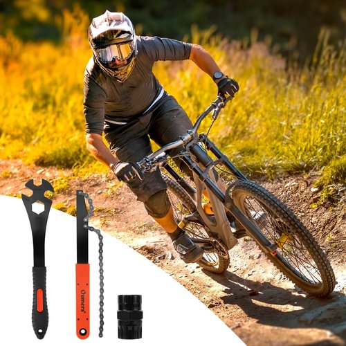 Oumers Bike Cassette Removal Tool, Bicycle Chain Whip＋Pedal Wrench＋2 in1 Freewheel Removal Tool, Bicycle Pedal Removal Tool, Freewheel Remover, Wrench Sprocket Remover for Bike Repair