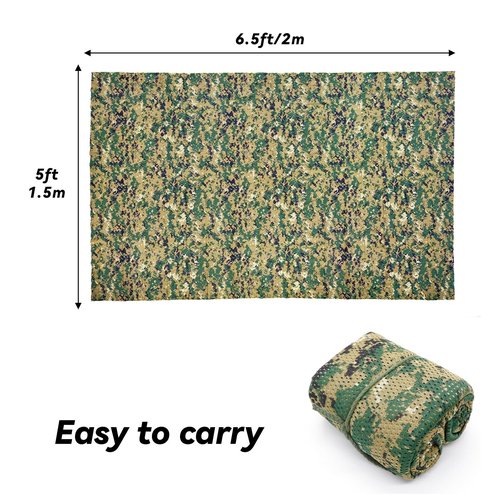 Yzpacc 6.5x5ft Camo Netting Camouflage Netting, Clear View Camo Mesh Netting Fabric Against Insect for Hunting Shooting Camping Decoration Concealment Tree Stand