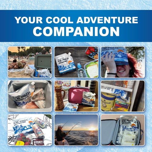 Frostvolt Reusable Ice Packs for Cooler and Lunch Boxes (MEGA Size x 4) Up to 24-48 Hours Freezer Packs | 10 x 10 Inch | Lunch Box and Cooler Long Lasting Ice Packs, Beach Trip Must Haves