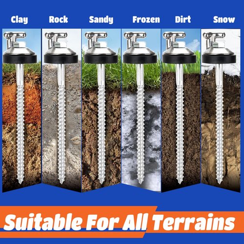 10 Pcs 6.2" Hex Pegs Stakes Drillable Tent Stakes, Drillable Threaded Long Hook Top Packs Tent Stakes for Grassland Garden Tents Canopies Awnings Camping Travel (Hex Tool and Storage Bag)