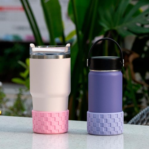 Soledea Silicone Bottom for Stanley Cup, Checkered Pattern Protective Silicone Boot for Stanley & Hydro Flask Water Bottle 12-24oz, Anti Slip Bottom Cover Bumper for Water Sport Bottles