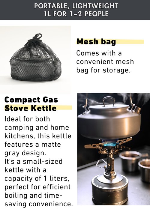 CAMPINGMOON 0.8L Camping Kettle Coffee Tea Pot Portable Ultra-Light S800