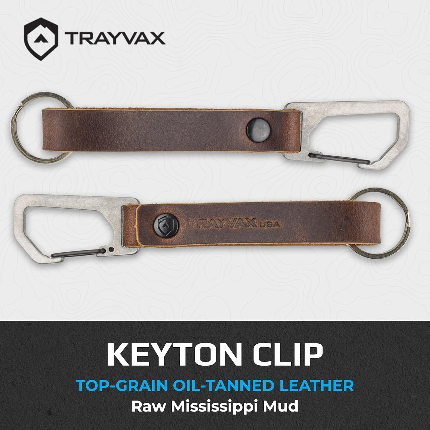 Trayvax Keyton Leather Keychain, Quick Release Carabiner Clip Key Chain for Men and Women, Stainless Steel