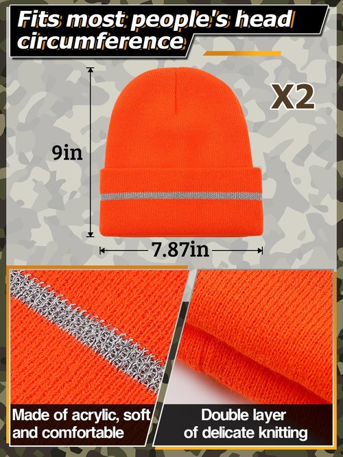 Apipi 4 Pcs Blaze Orange Hunting Vest and Beanie - High Visibility Vest for Men Women, Safety Hunting Vest with Reflective Strips for Outdoor Hunting Hiking Work, XL