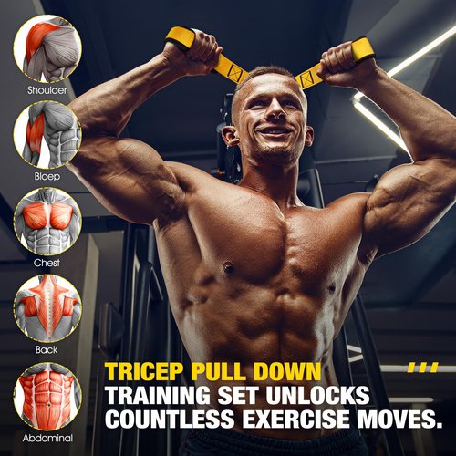 HOXWC Home Gym Equipment Resistance Bands, Workout Bands with Handles, Door Anchor, Tricep Rope Cable Attachment for Push Downs, Biceps Curl, Sculpt Your Triceps, LAT, Arms, Back, Abs, Shoulder