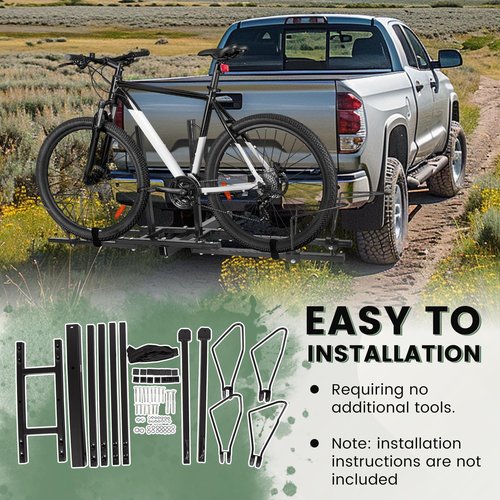ECOTRIC Hitch Mount Bike Rack 2'' Receiver Bicycle 2-Bike Rack for SUV Van Truck Car RV Minivans, 200 LBS Capacity Platform Style for Mountain Bike E-Bike Steel