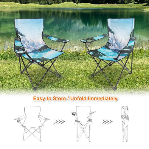 Northroad 2 Pack Camping Chairs Portable Camp Chairs, Folding Lawn Chairs with Cup Holder for Outdoor Camping, Hiking, Travel, Patio, Beach, Picnics