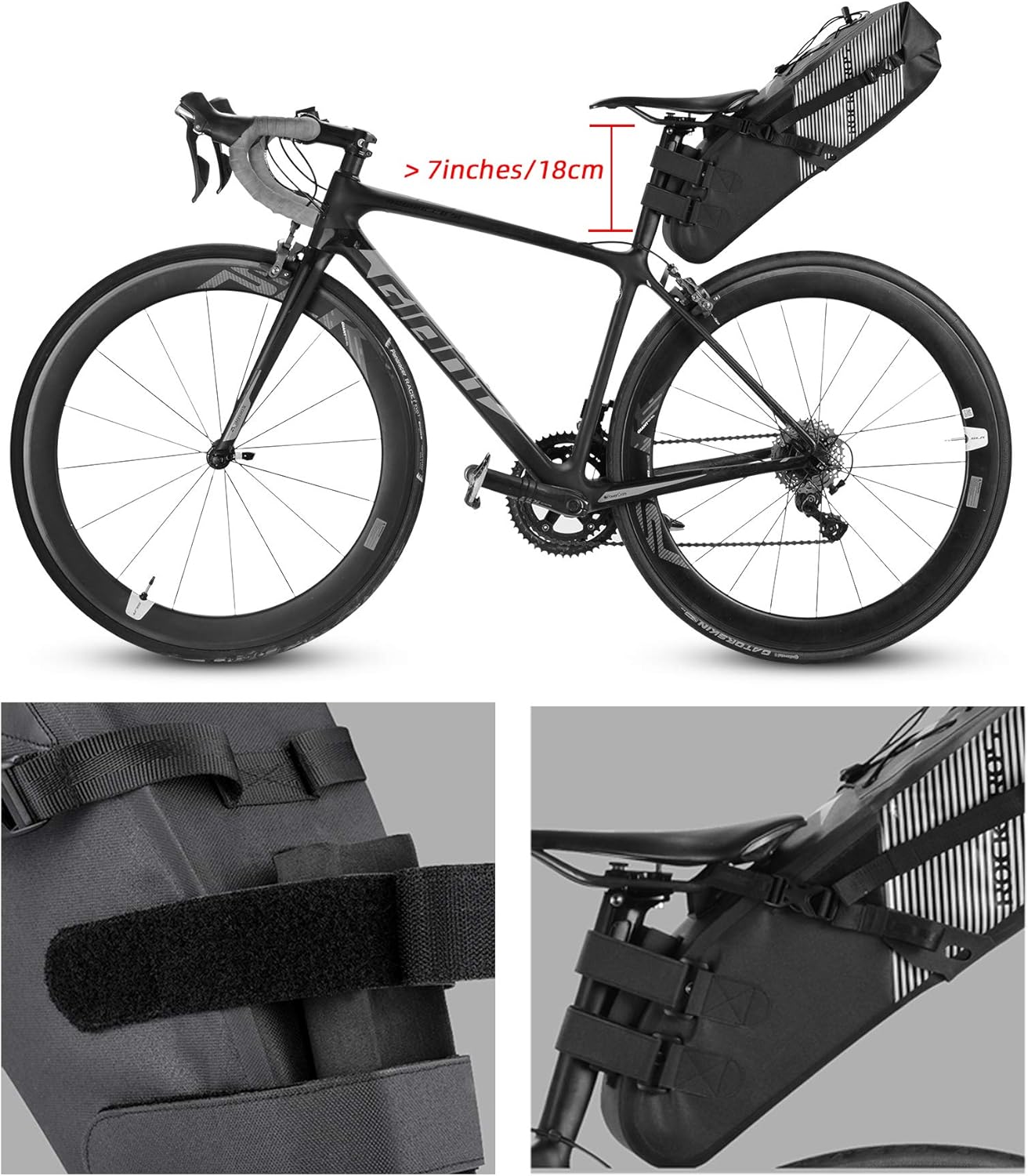 ROCKBROS Bikepacking Bag Waterproof Bike Saddle Bag Large Capacity Bikepacking Seat Bag Road Mountain Bike Seat Bag Max 14L