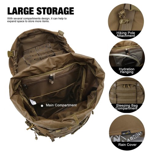 Mardingtop 70L Internal Frame Backpack for Camping,Hiking,Travel,Tactical Backpack with Rain Cover