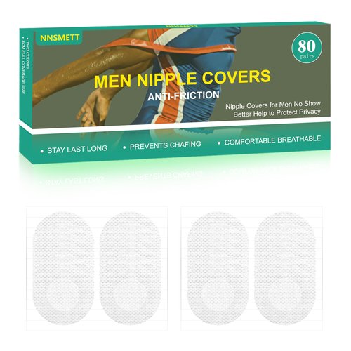 Nipple Covers Men,160Pcs (80 Pairs) Anti-Chafing Nipple Covers for Men, No-Show Mens Nipple Guard Tape for Running, Sports, and Daily Wear Ivory